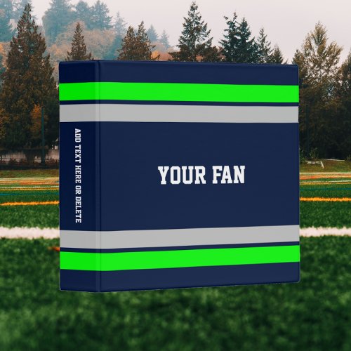 Football Blue Green  Grey Personalized Binder