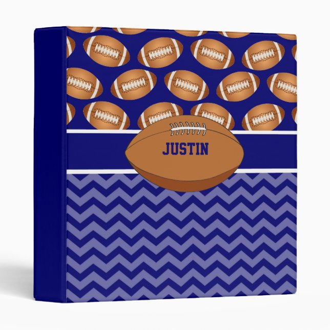 Football Blue Personalized Binder (Front/Spine)