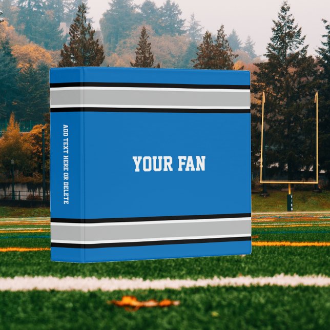 Football Blue, Silver, Black & White Personalized Binder (Creator Uploaded)