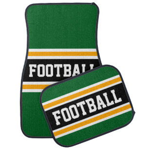 FOOTBALL Bold Athletic Green Black Orange Stripes Car Floor Mat