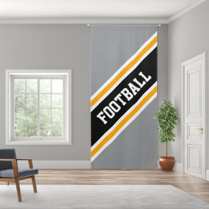 FOOTBALL Bold Gray Black Orange Racing Stripes Blackout Curtains