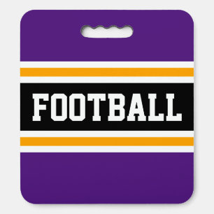 FOOTBALL Bold Purple Black Yellow White Stripes Seat Cushion