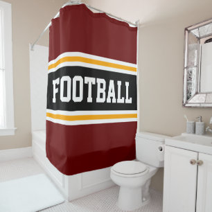 FOOTBALL Bold Red Black Orange Racing Stripes Shower Curtain