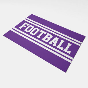 FOOTBALL Bold Royal Purple White Racing Stripes Doormat