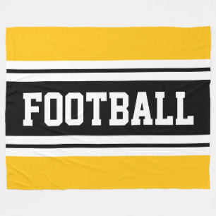 FOOTBALL Bold Yellow Black White Racing Stripes Fleece Blanket
