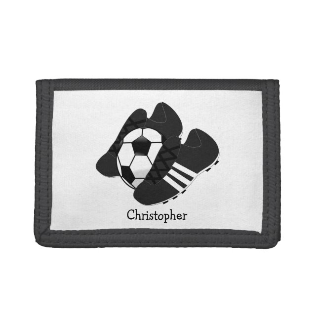 Football Boots Just Add Name Tri-fold Wallet (Front)