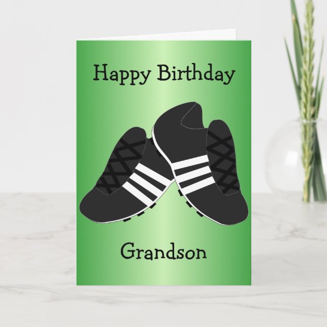 Football Boots Personalised Grandson Birthday Card (Front)