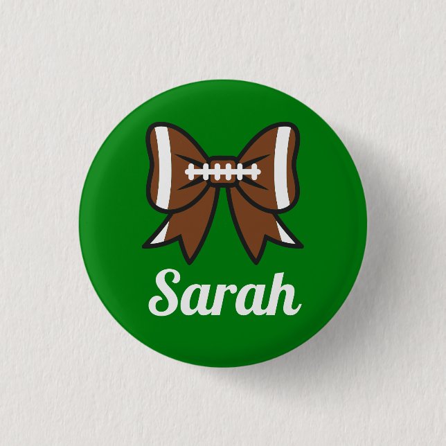 Football Bow Cheer Cheerleader Button (Front)
