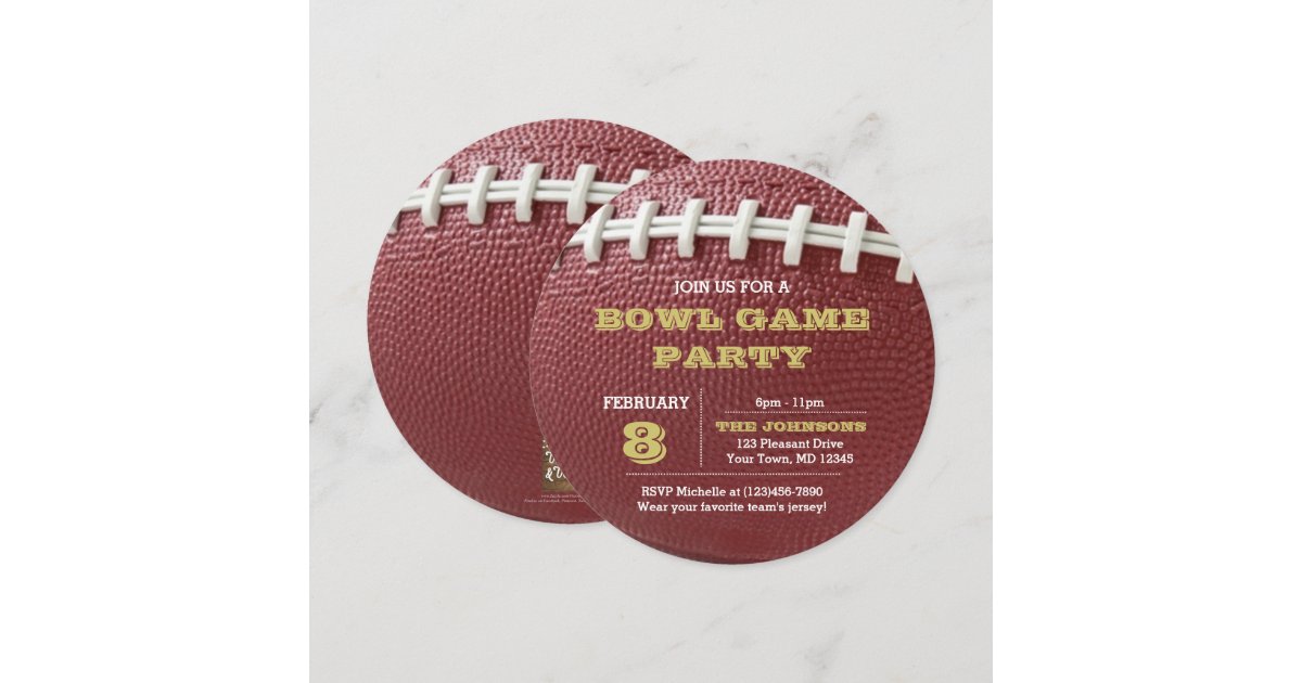 Football Bowl Game Gold Round Invitation Zazzle