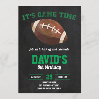 Football Boy Birthday Party Chalkboard Sports Invitation