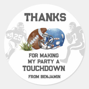 Football Boy Birthday Party Favor Classic Round Sticker