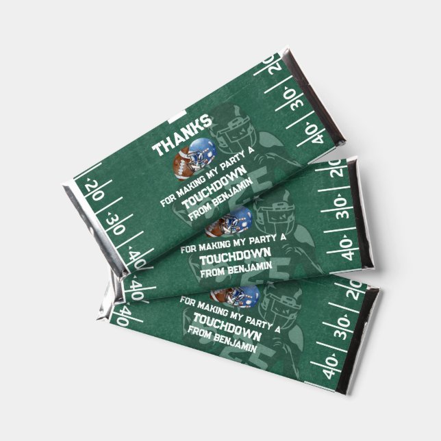 Football Boy Birthday Party Hershey Bar Favors (Front)