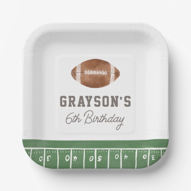 Football Boy Birthday Party Paper Plates (Front)