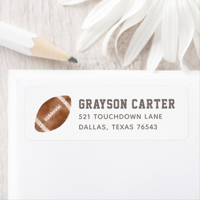 Football Boy Birthday Party Return Address Label (Insitu)