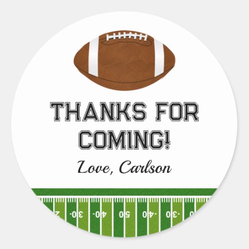 Football Boy Birthday Party Thank You Classic Round Sticker