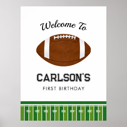 Football Boy Birthday Party Welcome Poster