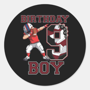 Football Boy Dabbing 9th Birthday Love Sneakers 9 Classic Round Sticker
