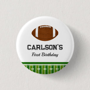 Football Boy First Birthday Party Button