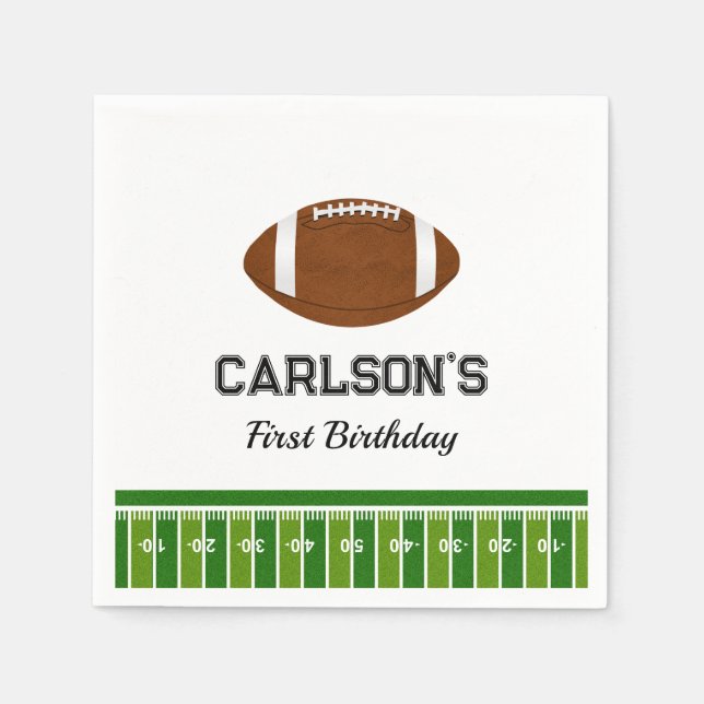 Football Boy First Birthday Party Napkins (Front)