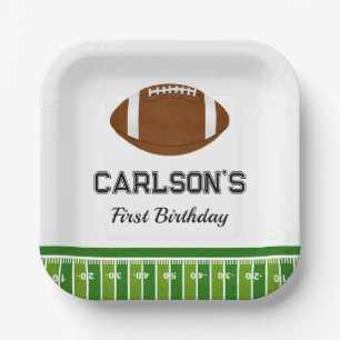 Football Boy First Birthday Party Paper Plates