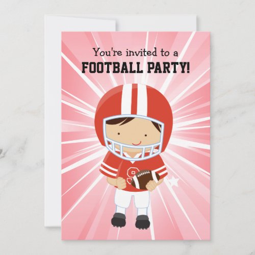 Football Boy in Red and White Birthday Party Invites