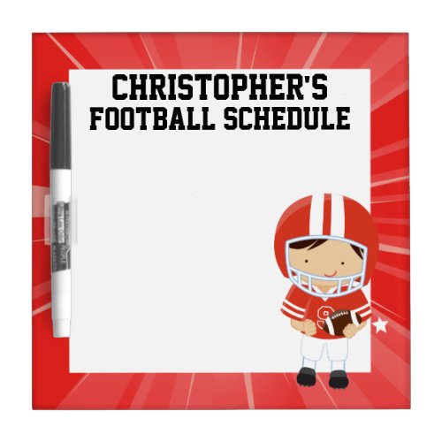 Football Boy in Red and White Dry_Erase Board