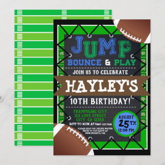 Football boys kids Jump & Play Trampoline Park Invitation