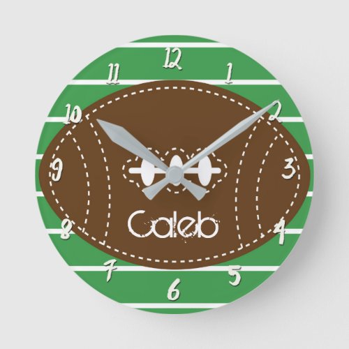 Football Boys Nursery Room Personalized Custom Round Clock