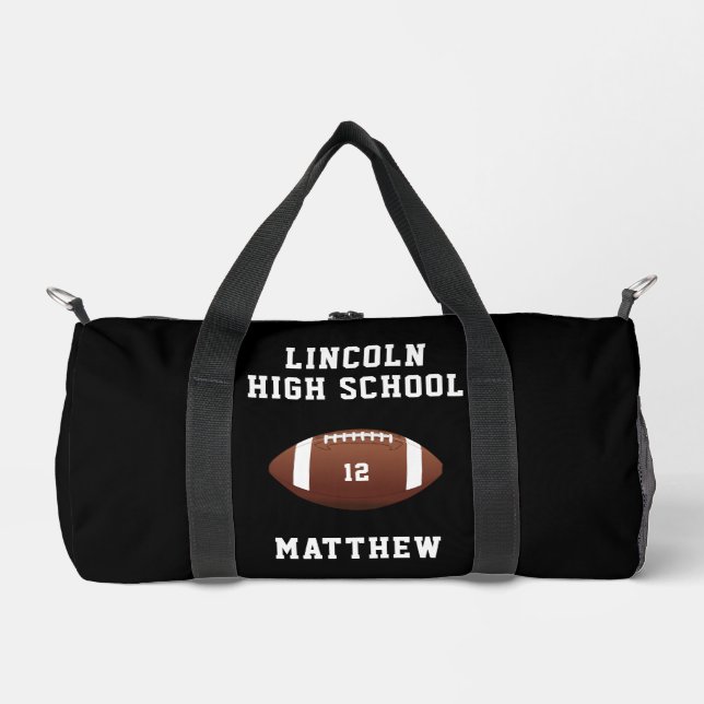 Football Boys School Team Name Number Sports Duffle Bag (Front)