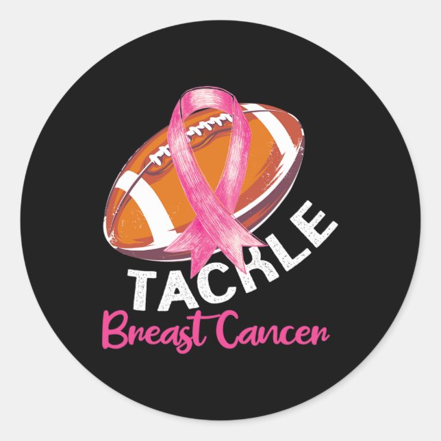 Football Breast Cancer Awareness  for Husbands Men Classic Round Sticker (Front)