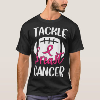 Football Breast Cancer Awareness for Husbands Men  T-Shirt