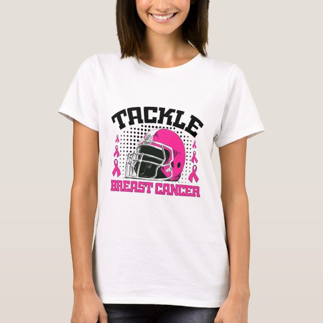 Football Breast Cancer Awareness Pink Ribbon Boys  T-Shirt (Front)