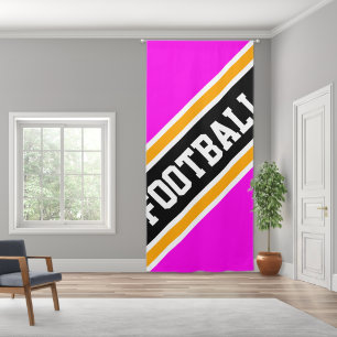 FOOTBALL Bright Pink Orange Black Racing Stripes Blackout Curtains