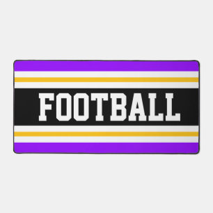 FOOTBALL Bright Purple Black Orange White Stripes Desk Mat