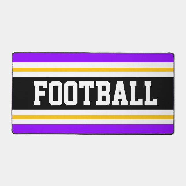 FOOTBALL Bright Purple Black Orange White Stripes  Desk Mat (Front)