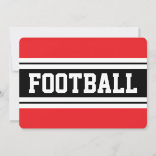 FOOTBALL Bright Red Black White Racing Stripes Invitation