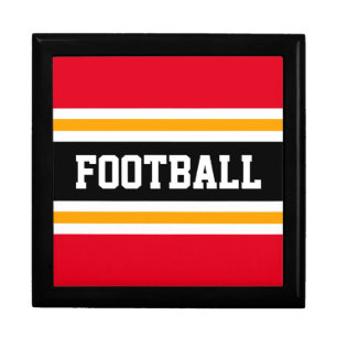 FOOTBALL Bright Red Orange Black Racing Stripes Gift Box