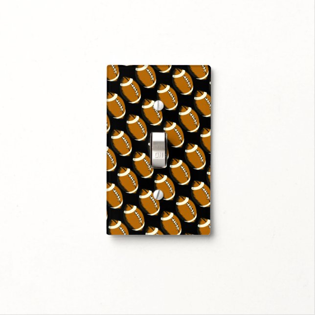 Football Brown and Black Sports Light Switch Cover (In Situ)