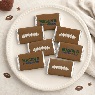 Football Brown Leather Stitch 1st Birthday Favors