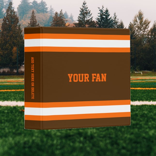 Football Brown, Orange & White Personalized 3 Ring Binder (Creator Uploaded)