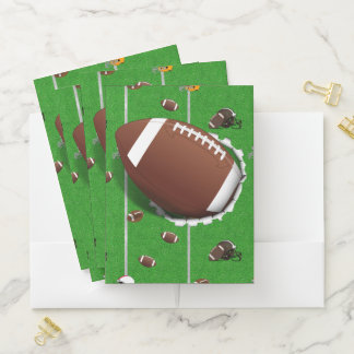 Football Busting Out on Field Pocket Folder