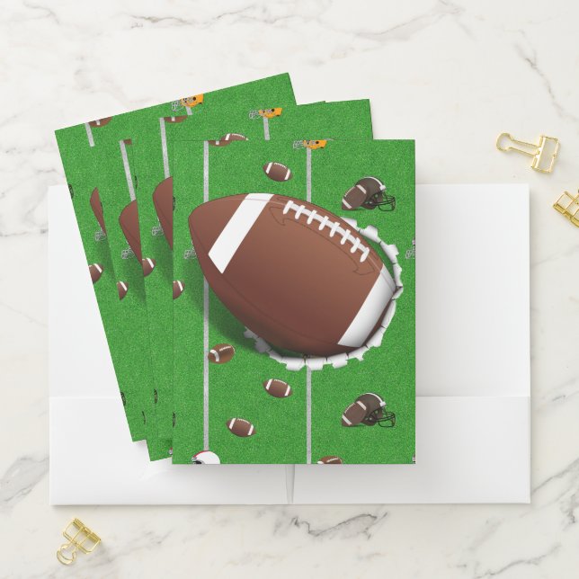Football Busting Out on Field Pocket Folder (In Situ)