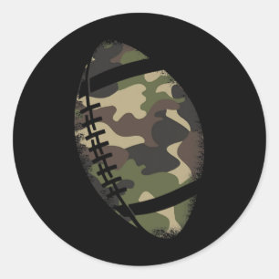 Football Camouflage Gift College Team Coach Camo  Classic Round Sticker