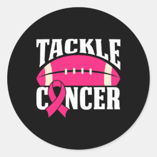 Football Cancer Breast Awareness Tackle Pink Ribbo Classic Round Sticker