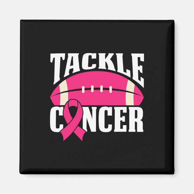 Football Cancer Breast Awareness Tackle Pink Ribbo Magnet (Front)