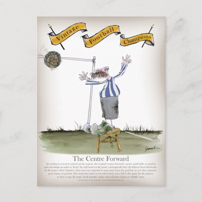 football centre forward blue white stripes postcard (Front)