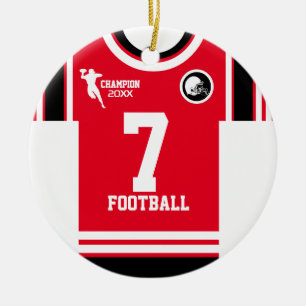 Football Champ Jersey Red White Black Ornament