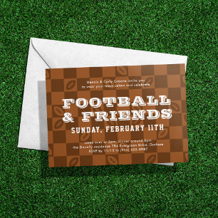 Football Checkerboard Big Game Watch Party Invitation