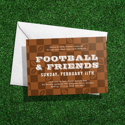 Football Checkerboard Big Game Watch Party Invitation