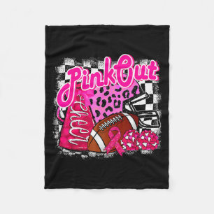 Football Checkered Nk Out Breast Cancer Cheer Mom Fleece Blanket